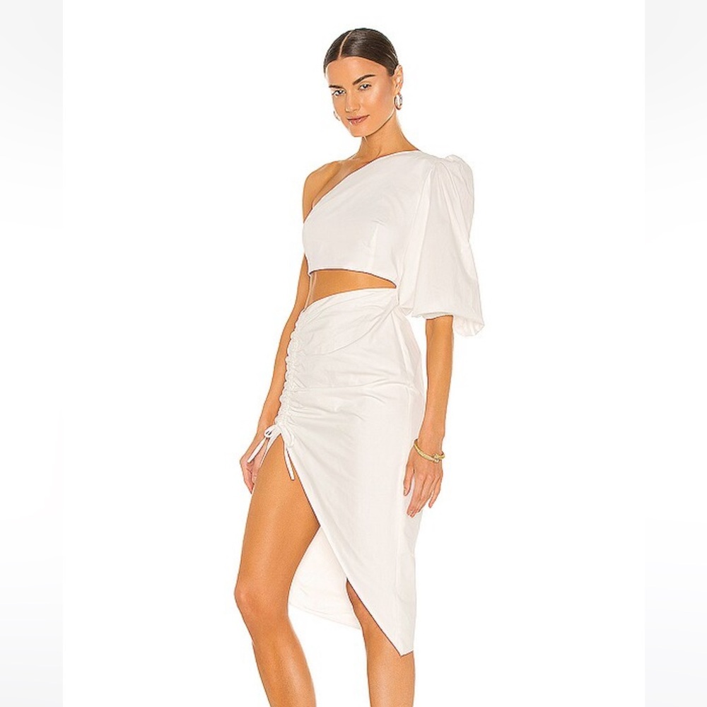 Sau Lee Jolene White One Shoulder Dress